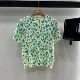 LOEW 25S SHORT SLEEVE SWEATER KNIT FLORAL 264994