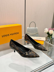 6AM HIGH HEELS 55 MM IN CHOCOLATE BROWN MONOGRAM LAMBSKIN