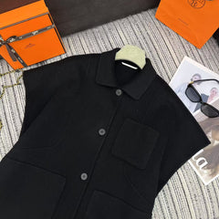 HERMES 25S REVERSIBLE SHORT-SLEEVE KNIT JACKET 109