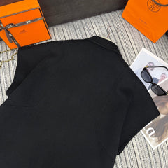 HERMES 25S REVERSIBLE SHORT-SLEEVE KNIT JACKET 109