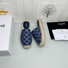 NEW FLAT FISHERMAN SANDALS NAVY BLUE COTTON CANVAS