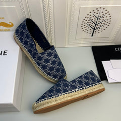 NEW FLAT FISHERMAN SHOES NAVY BLUE COTTON CANVAS