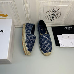 NEW FLAT FISHERMAN SHOES NAVY BLUE COTTON CANVAS