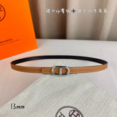 HM MAILLON H BELT BUCKLE & REVERSIBLE CIDER ORANGE LEATHER STRAP 13 MM SILVER HARDWARE