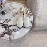 Floral White Loafer Shoes Sheepskin