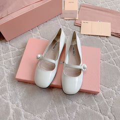 Floral White Ballet Shoes Sheepskin