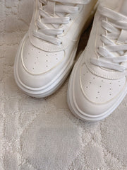THICK SOLE SNEAKERS IN WHITE LAMBSKIN WITH RABBIT FUR LINING