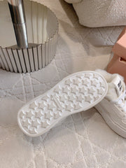 THICK SOLE SNEAKERS IN WHITE LAMBSKIN WITH RABBIT FUR LINING