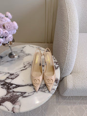 HIGH SLINGBACKS 65 MM IN BEIGE CREAM PATENT CALFSKIN