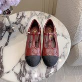 CHANEL 25S MARY JANE IN BLACK AND ROSEWOOD CALFSKIN GOLD HARDWARE