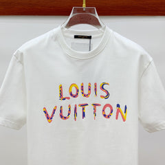 LV T-SHIRT COLORFUL LOGO IN WHITE COTTON 238876
