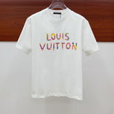 LV T-SHIRT COLORFUL LOGO IN WHITE COTTON 238876