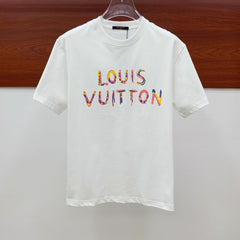 LV T-SHIRT COLORFUL LOGO IN WHITE COTTON 238876