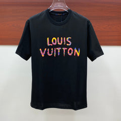 LV T-SHIRT COLORFUL LOGO IN BLACK COTTON 238877