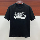 LV T-SHIRT EMBROIDERED LOGO IN BLACK COTTON 238879