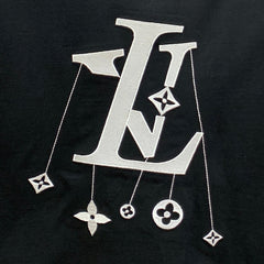 LV T-SHIRT IN BLACK COTTON STYLIZED LOGO 238873