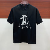 LV T-SHIRT IN BLACK COTTON STYLIZED LOGO 238873