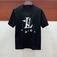 LV T-SHIRT IN BLACK COTTON STYLIZED LOGO 238873