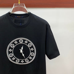 LV T-SHIRT IN BLACK PURE COTTON EMBROIDERED LOGO 238889