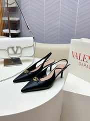 HIGH SLINGBACK 60MM IN BLACK CALFSKIN
