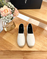 SL YVES EMBOSSED LOGO SLIP ON WHITE AND BLACK CALFSKIN