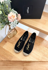 SL YVES LOGO SLIP ON BLACK CANVAS