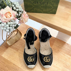 GG Crochet platform Espadrilles Blush Black