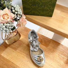 GG Crochet platform Espadrilles Silver