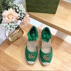 GG Crochet platform Espadrilles Jade Green