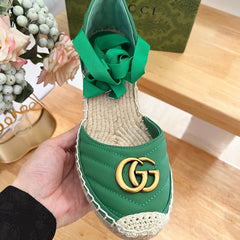 GG Crochet platform Espadrilles Jade Green