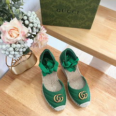 GG Crochet platform Espadrilles Jade Green