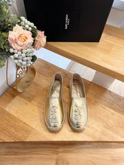 SL YVES EMBOSSED LOGO SLIP ON GOLD CALFSKIN