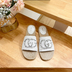 GG Casual Style Logo Sandals White