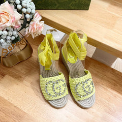 GG Women Flat Shoes Yellow