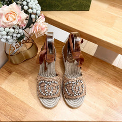 GG Women High Sandal Shoes Brown Caramel