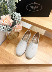 PRA ESPADRILLES LOAFERS CREAMY WHITE LINEN FABRIC