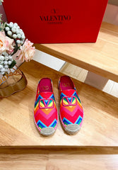 GARAVANI PRINTED COLORFUL CANVAS MULE WITH EMBROIDERED LOGO