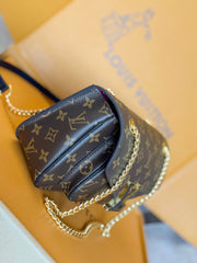 LV 25S CHAIN BAG 24 IN BROWN MONOGRAM CANVAS GOLD HARDWARE