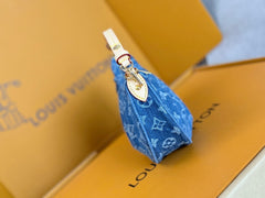 LV 25S POCHETTE VALLEY 21 IN BLUE DENIM MONOGRAM LEATHER TRIM GOLD HARDWARE
