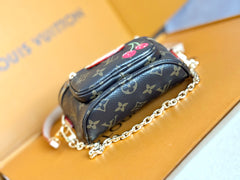LV 25S MINI BUMBAG 17 IN BROWN CANVAS MONOGRAM CHERRY PRINT GOLD HARDWARE