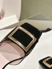 TRUMPET METALLIC MULES IN BLACK PATENT CALFSKIN