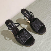 FENDI FIRST HIGH-HEELED SANDALS 85 MM IN BLACK LAMBSKIN GOLD HARDWARE