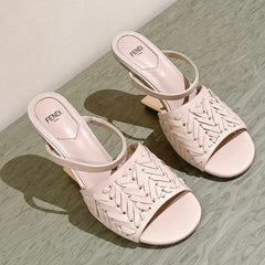 FENDI FIRST HIGH-HEELED SANDALS 85 MM IN BEIGE LAMBSKIN GOLD HARDWARE