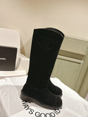 CC HIGH BOOTS BLACK SUEDE CALFSKIN