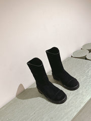 CC SHORT BOOTS BLACK SUEDE CALFSKIN