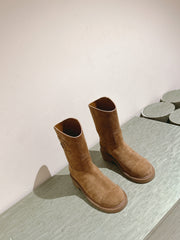 CC SHORT BOOTS PEANUT BROWN SUEDE CALFSKIN