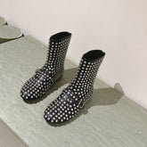 ALAIA SHORT BOOTS IN BLACK LAMBSKIN ATTACH RHINSTONES