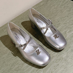 SWING HIGH MARY JANE 55 MM IN SILVER PATENT CALFSKIN