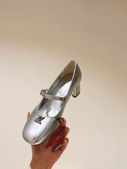SWING HIGH MARY JANE 55 MM IN SILVER PATENT CALFSKIN