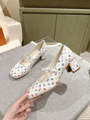 SWING HIGH MARY JANE 55 MM IN WHITE MONOGRAM CALFSKIN